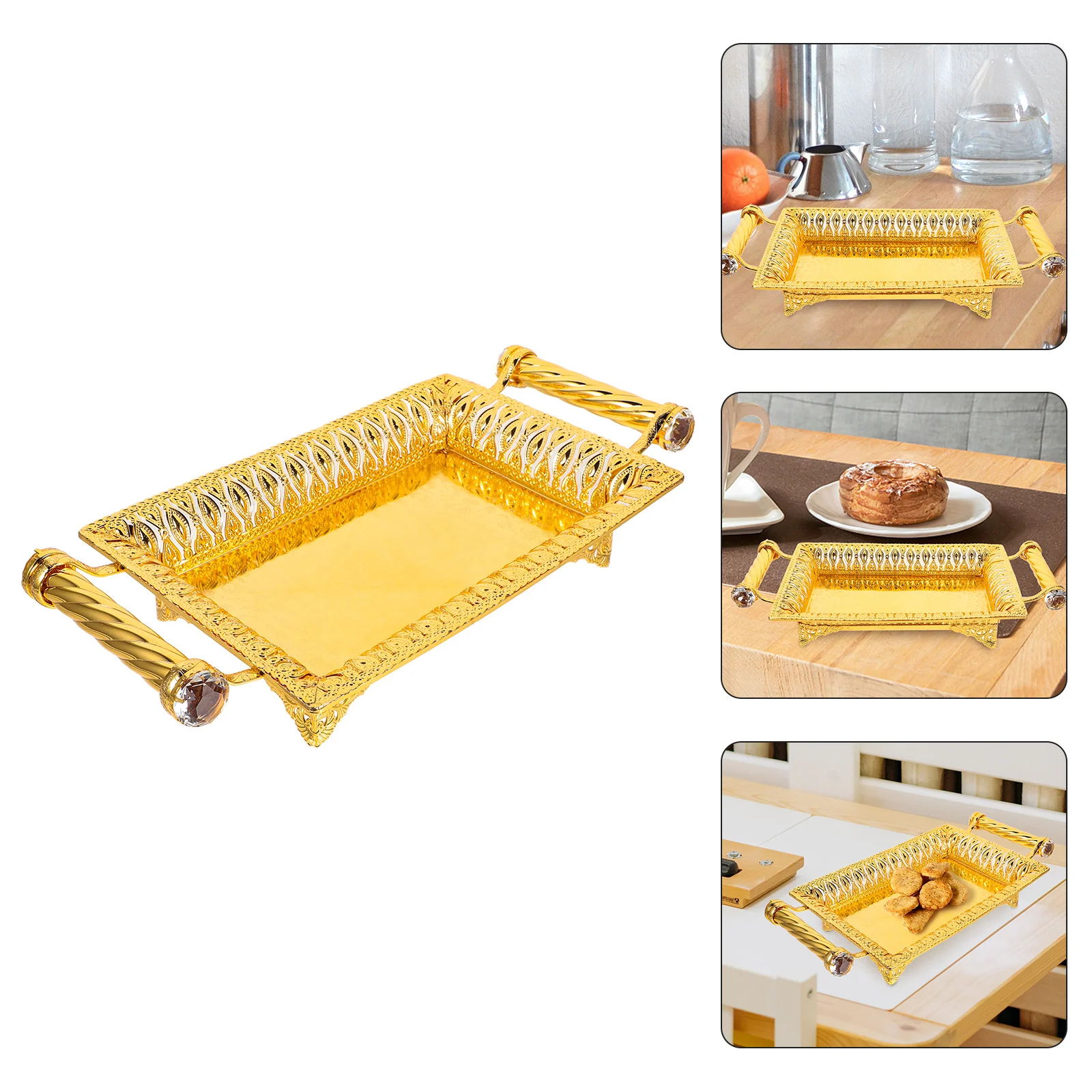 

1Pcs Fruit Tray Iron Stylish European Style Large Snack Plate Versatile Storage Decorative Tray for Fruits Snacks Home