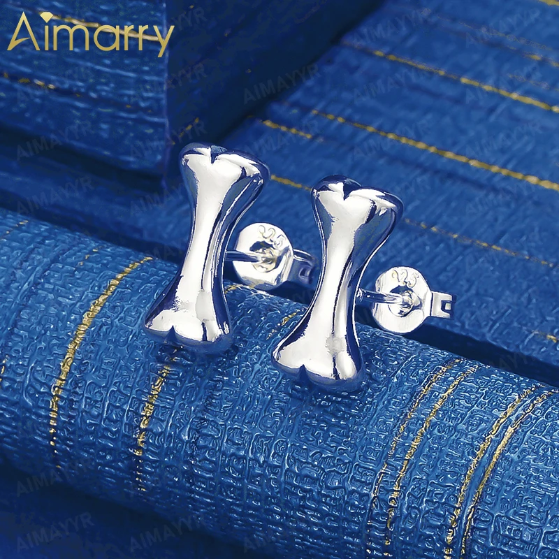 925 Sterling Silver Smooth Cartoon Dog Bone Earrings for Women's Parties Banquets Weddings High-quality Fashion Jewelry