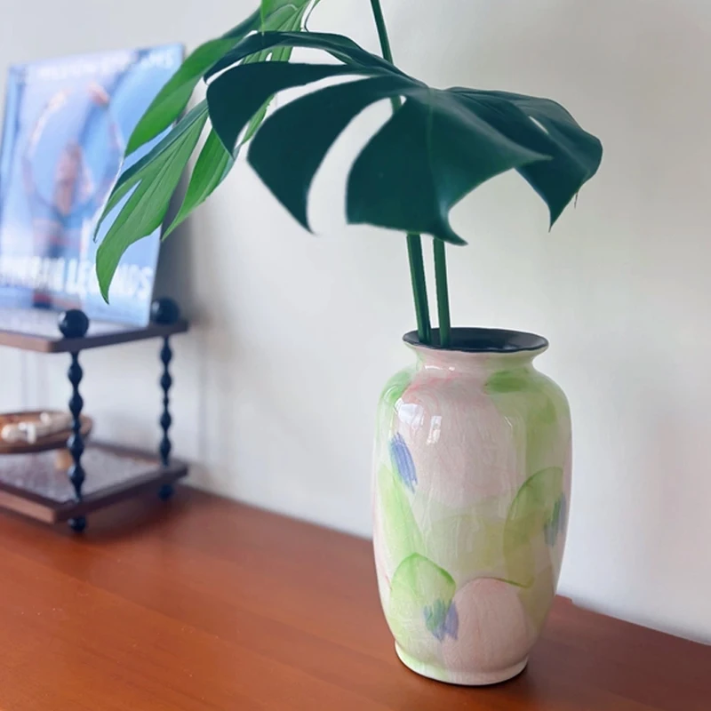 French style Ceramic Colorful Color Vase Decor, Creative Home Living Room Bedroom Office Restaurant Decoration, Flower Ware, 1Pc