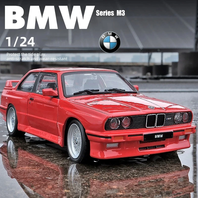 Bburago 1:24 1988 BMW M3 E30 نموذج سيارة رياضية من السبائك لعبة معدنية سيارات كلاسيكية نموذج سيارة محاكاة عالية هدية للأطفال