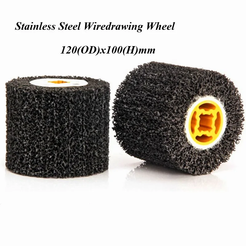 

1PCS 120(OD)x100(H)mm Cross shaped plastic core Black silicon carbide brushed wheel for Stainless steel rust removal grinding