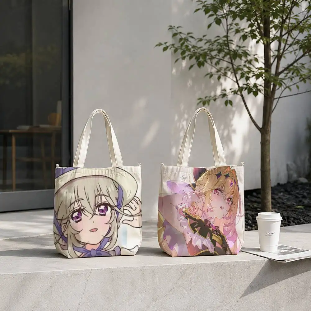 Moria Luruka Star Detective Precure Tote Bag for Women Reusable Shopping Tote Bag Zippered Shoulder Bags Print