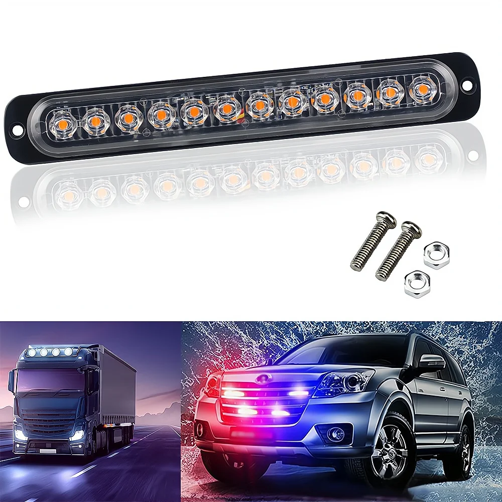 

Car Parking Lighting Multiple Colors Truck Side Long Strip IP65 Waterproof Ultra-thin Flash 12LED Strobe Signal Warning 12V Turn