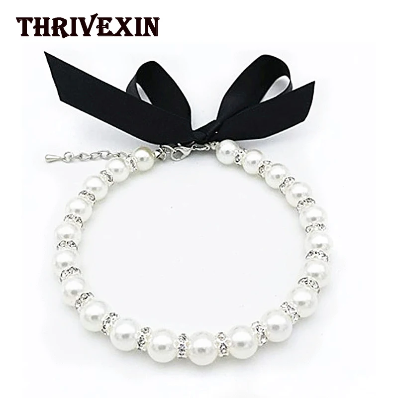 Pearls Pet Dog Collar Four Color Available Pet Necklace jewelry Puppy Cat Wedding Collar Jewelry Accessories for Female Dogs