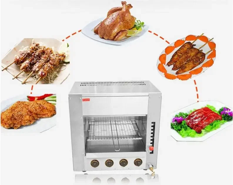 Gas Fish Griddle Commercial Oven Desktop Chicken Roaster Salamander Grill 4 Infrared Stove with Wave Plate