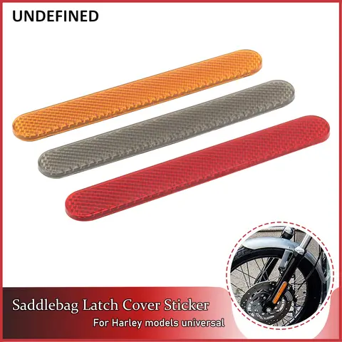 Motorcycle Saddlebag Latch Cover Sticker Reflector Safety Warning Decal Yellow Red 2PCS For Harley Sportster Touring Universal