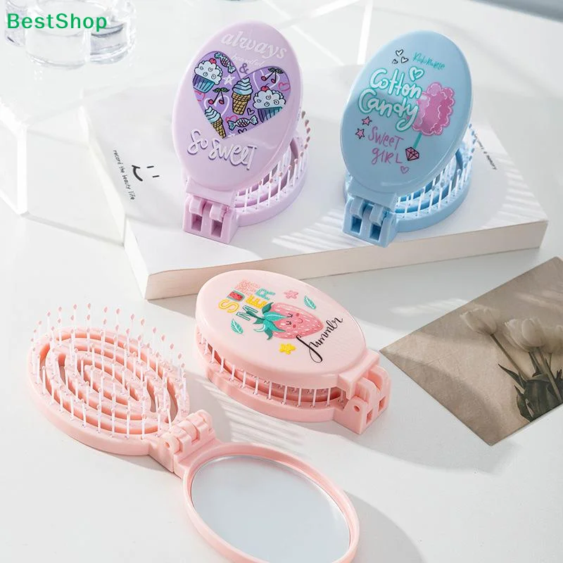 

Портативная складная расческа 2-в-1 с зеркалом, легкая и удобная для путешествий, идеальный подарок для женщин и девушек