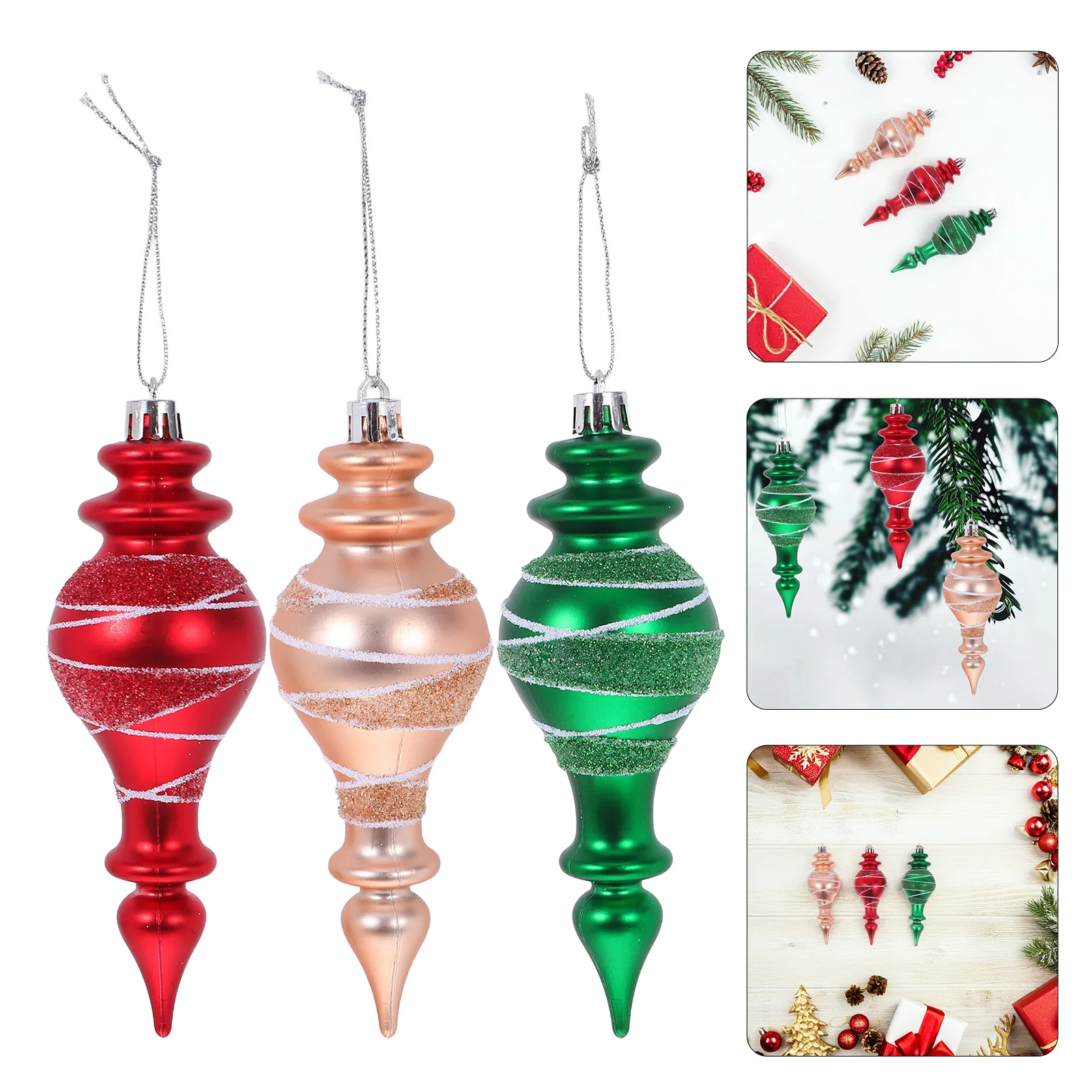 

9Pcs Xmas Tree Decorations Shatterproof Pendants Tapered Hanging Decor Festive Scene Setup Complete Decoration Solution