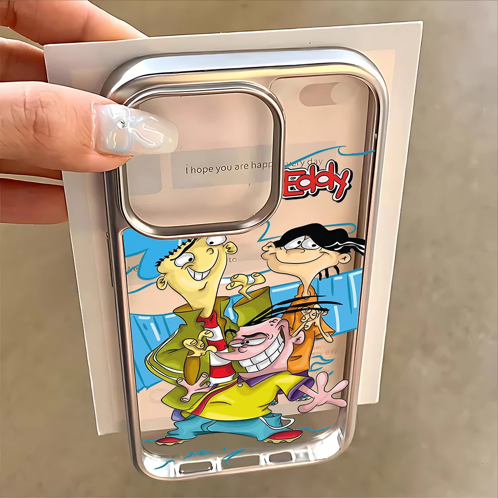 حافظة هاتف كارتونية E-Ed Edd N Eddy لهاتف آيفون 16 15 14 13 12 11 Pro Max X XR XSMAX 8 7 Plus غطاء خلفي ناعم وواضح فاخر #2
