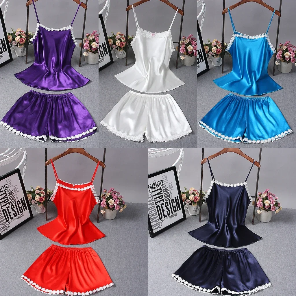Damen Sexy Seiden-Nachthemd mit Spitze, Schleife und Trägern, Robe, Kleid, Weiche Nachtwäsche, Nachthemd, Schlafshirt, Loungewear – Detail 8