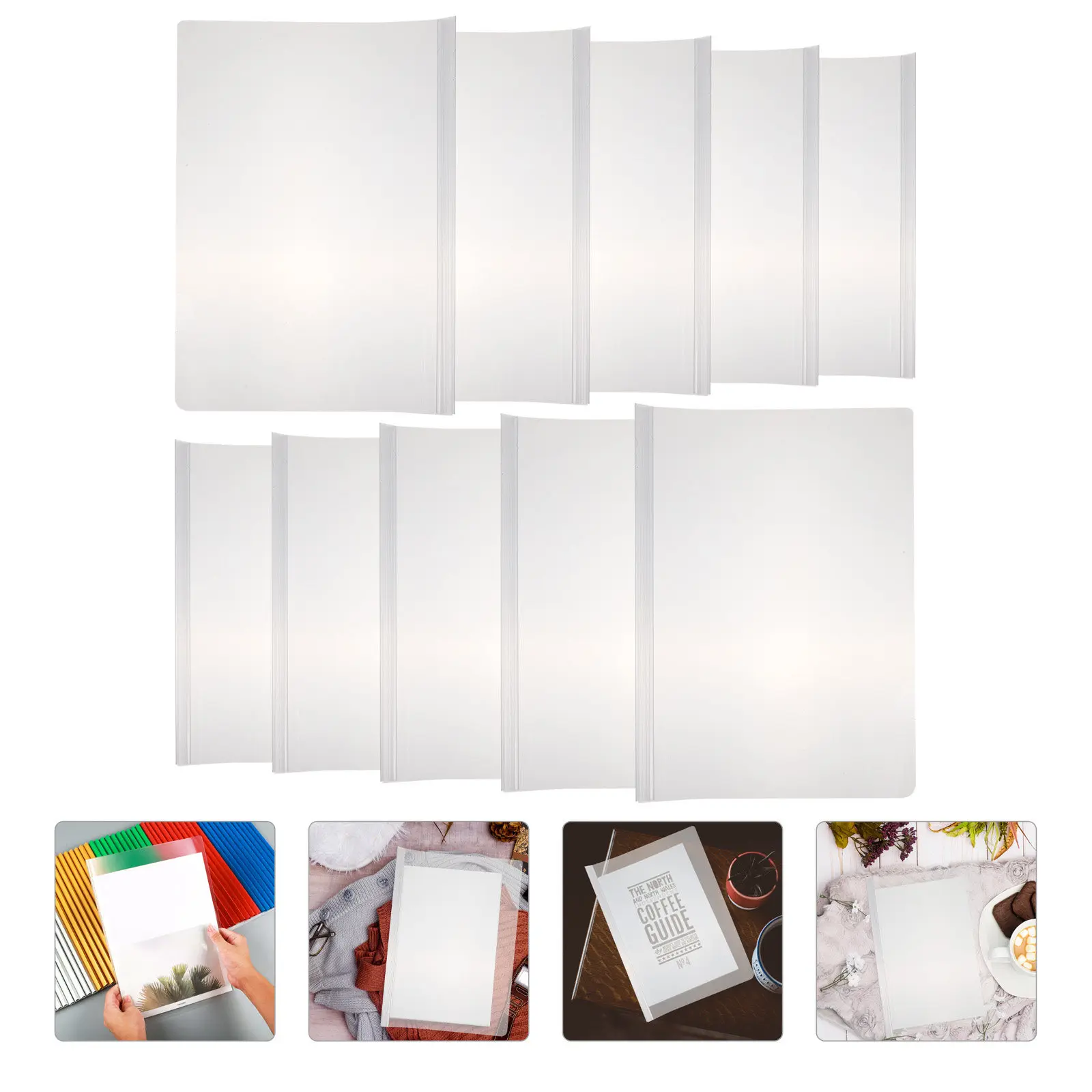 

10Pcs Transparent Sliding Bar Report Covers A4 File Folders Clear Lightweight Presentation Document Organizers Office School