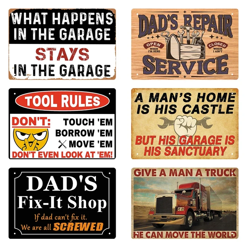 قواعدي علامات جراج معدنية قديمة للرجال ، لوحة عتيقة ، ديكور حائط مضحك ، هدية مخصصة للزوج ، ببساطة أقول