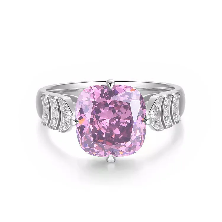 S925 sterling silver ring, Seiko inlaid ice flower cut soot zirconium ring, simple dry colored treasure women's ring