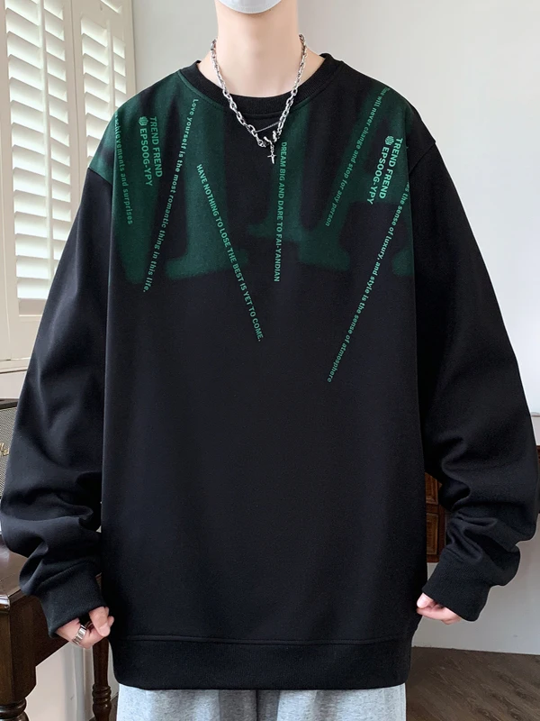 

Свободный свитшот с длинными рукавами для мужчин: повседневный, комфортный, базовый слой, молодежный стиль, осенняя одежда, большие размеры, для студентов колледжей