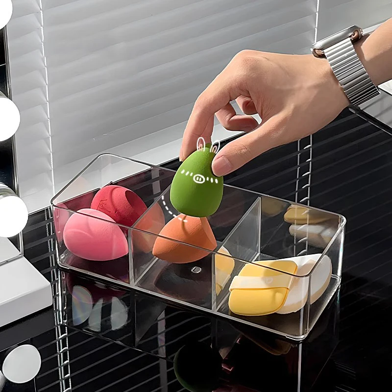 Makeup Puff Display Box Makeup Egg Storage Rack Air Cushion Puff Transparent Storage Holder Desktop Organization Tool