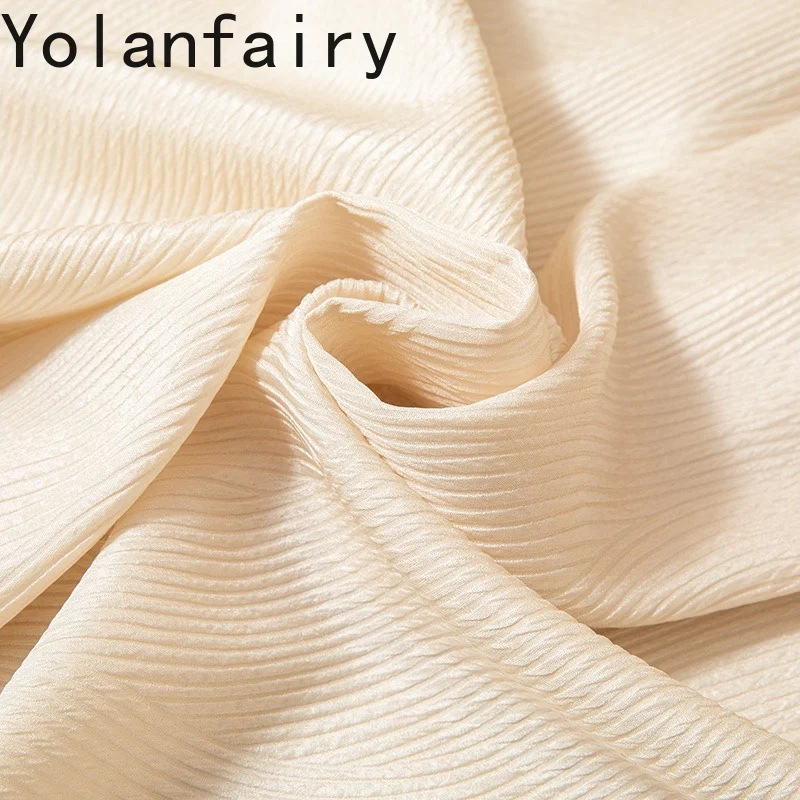 YOLANFAIRY 100% vera seta di gelso gonne donna estate elegante rilievo di media lunghezza una linea gonna elastica in vita gonne de mujer