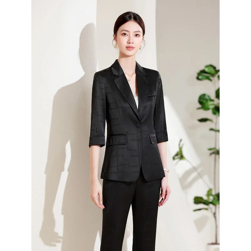 High-End Suit Women's Three-Quarter Sleeve Summer2024New Temperament Goddess Style Business Wear Thin Suit Suit