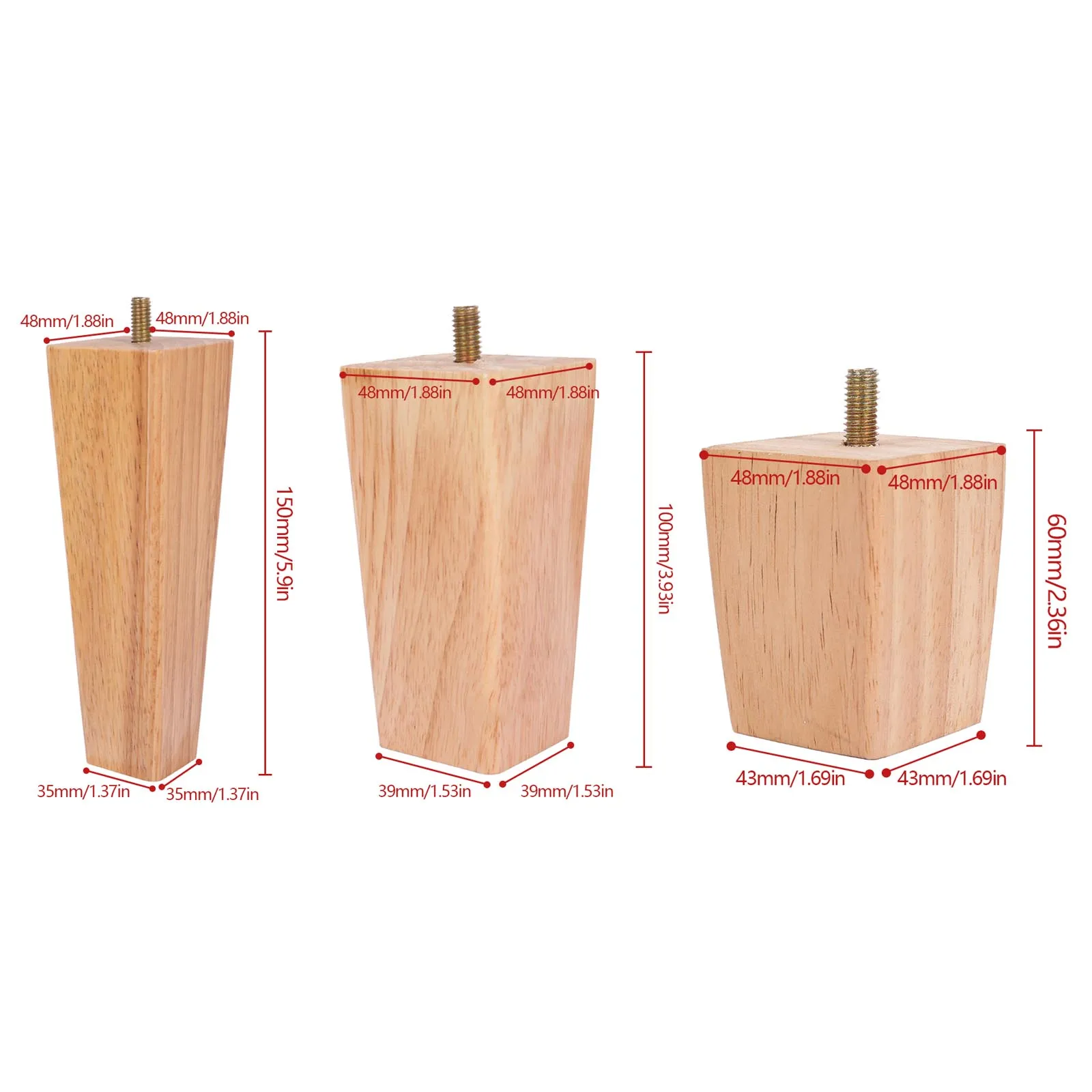 4 قطعة أرجل قطع الأثاث المربعة 6/10/15 سنتيمتر أثاث من الخشب الصلب قدم أريكة تتحول لسرير أرجل الطاولة كرسي استبدال قدم لخزانة الأريكة #3