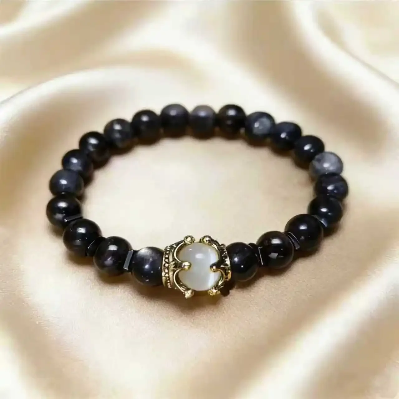 Herren Vintage Power Crown Armband, Natürliches Tigerauge & Hämatit Steinperlen-Armband, Modeschmuck Geschenk für Freunde – Detail 9