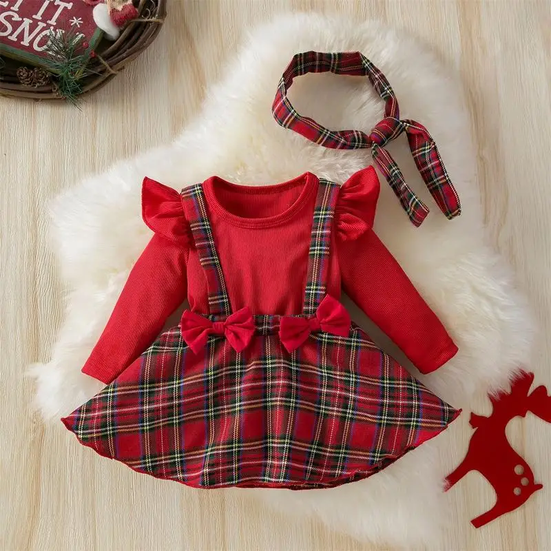 Cute Overall Dresses Plaid Christmas Overall Dress Cute Children Clothing Cotton Girls Clothes For Cold Weather image 3