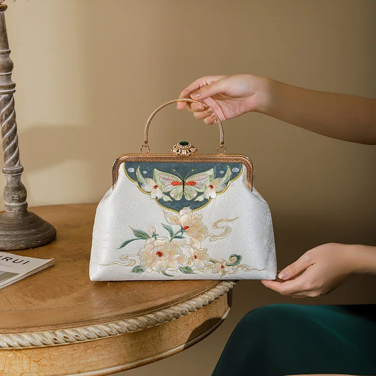 Chinese Hanfu Bag Antique Embroidered Handbag Ladies Women Cheongsam Banquet Hand Bag Mother\'s Day Gift Exquisite Embroidery