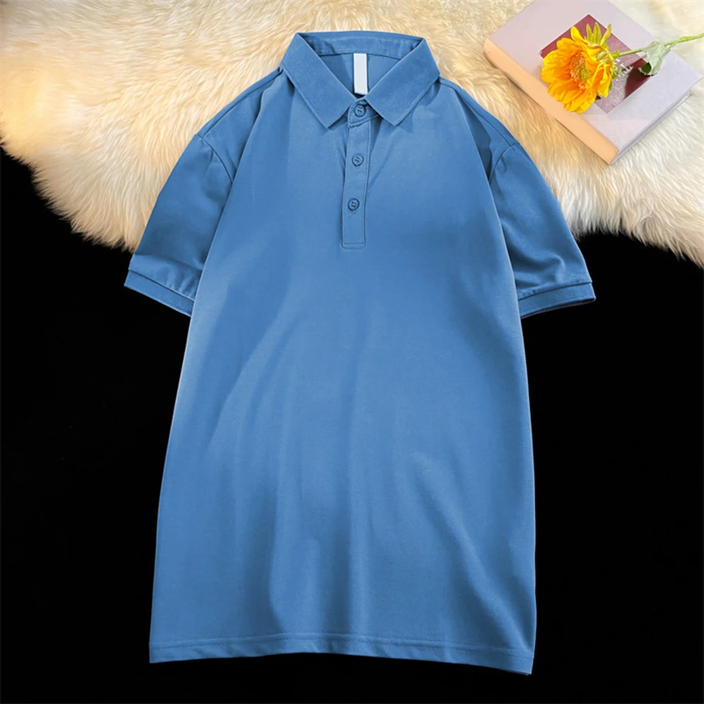 

Casual Lapel T-Shirt Men Summer Tops Short Sleeve Shirt Slightly Stretchable Lapel Neckline Design Slim Fit T-shirt For Men