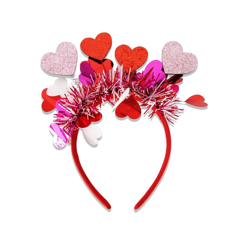 Valentine’s Day Headbands Glitter Heart Arrow Gesture Tinsel Headbands Hair Hoops Party Hair Accessories