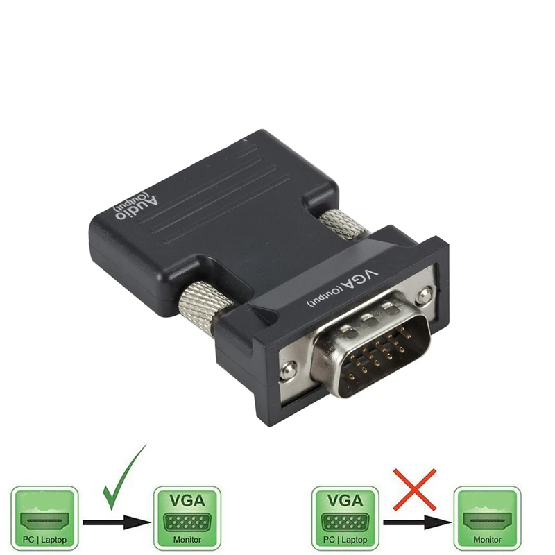محول أنثى إلى VGA ذكر ، متوافق مع HDMI ، مع محول صوت ، مخرج إشارة 1080 بكسل ، للكمبيوتر الشخصي ، الكمبيوتر المحمول ، الشاشة ، جهاز العرض