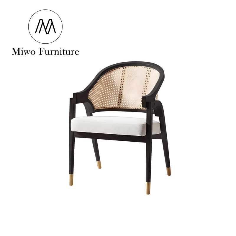 

Современный классический дизайн, современный стул из ротанговой спинки, банкетный обеденный стул, тканевый кухонный стул, мебель для отеля, деревянное кофейное кресло