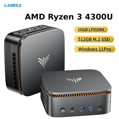 KAMKUI AMD Ryzen 3 4300U（Beat N150) Mini PC 16GB DDR4 512GB SSD Win 11 Pro Triple 4K Display Desktop Computers