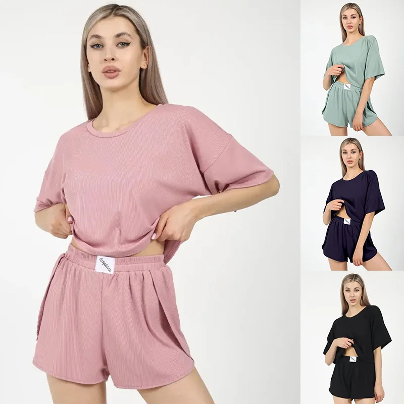 Ladies Pajamas Casual Wear New Spring And Autumn Summer Casual Women\'s Pajamas Short-Sleeved Sexy Shorts Pajamas Homewear Set