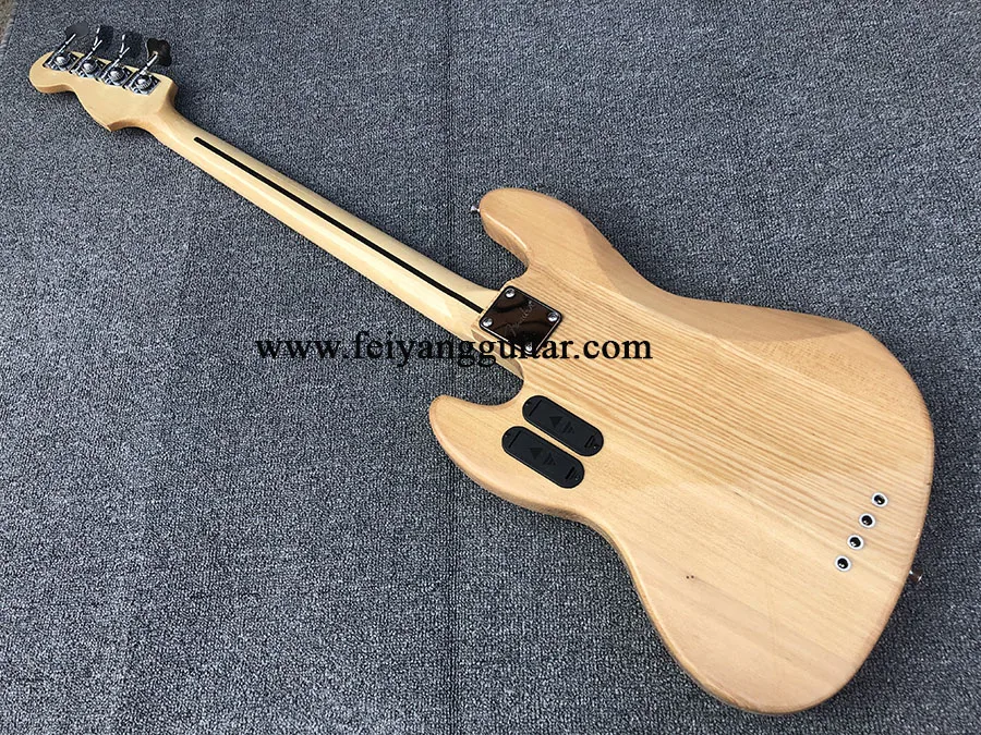 electric bass guitar, Natural Color, ash wood body，4 Strings, active pickup,High Quality  Jazz Bass Guitar,free shipping