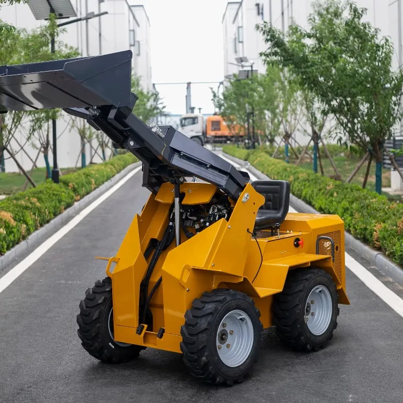 Compact Mini Powered Skid Steer Loader Wheel Loader with Engine & Pump Low Fuel Consumption for Indoor Warehouse Use