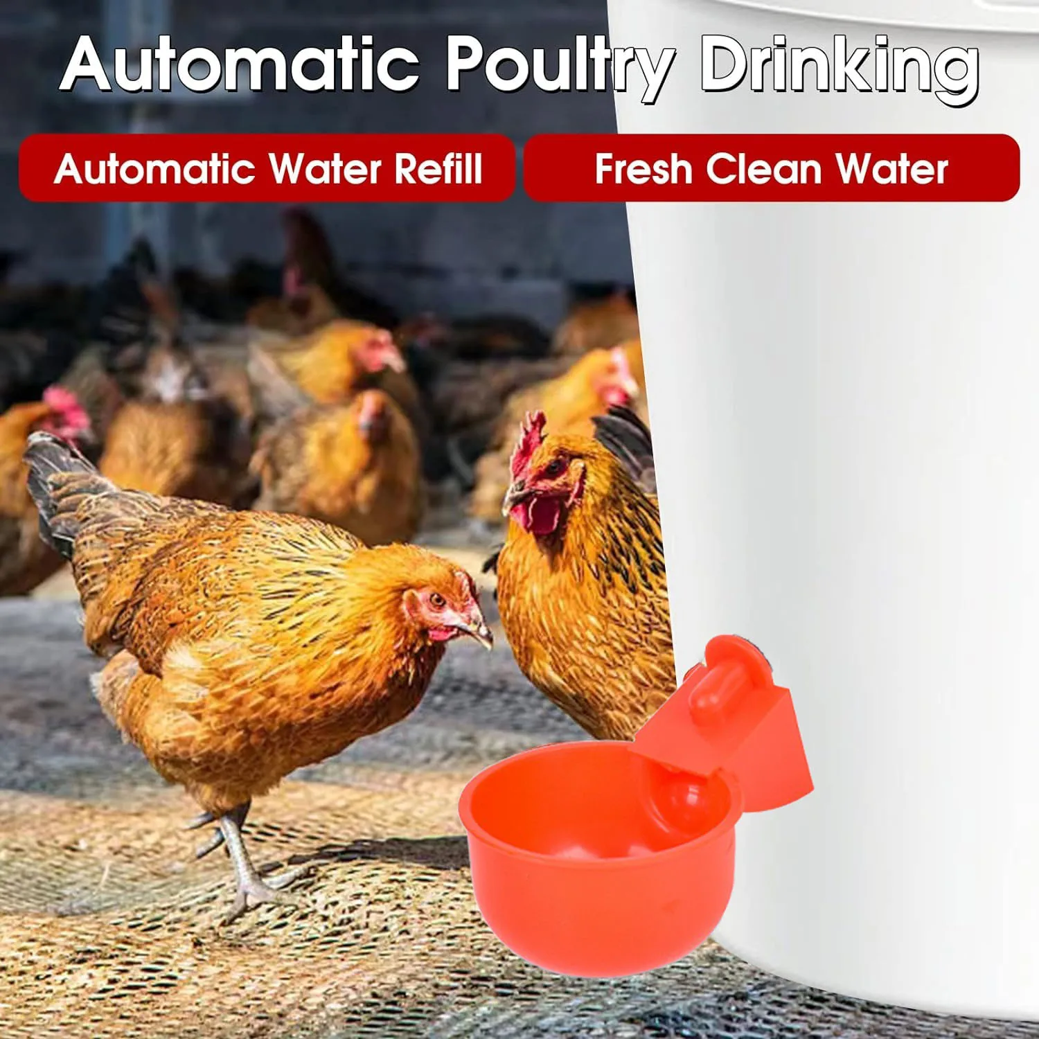 Chicken Duck Drinking Cup Automatic Drinker Chicken Feeder Plastic Poultry Farm Water Drinking Cups Easy Installation Goose