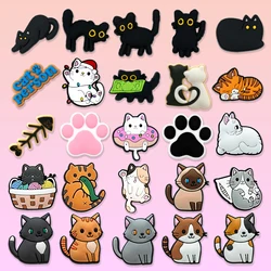 1/50 stücke niedlichen Katzen Schuh Charms Zubehör orange schwarz Katze Schuh Dekoration Klaue Fischgräten Clog Pin für Frauen Grils Geschenk