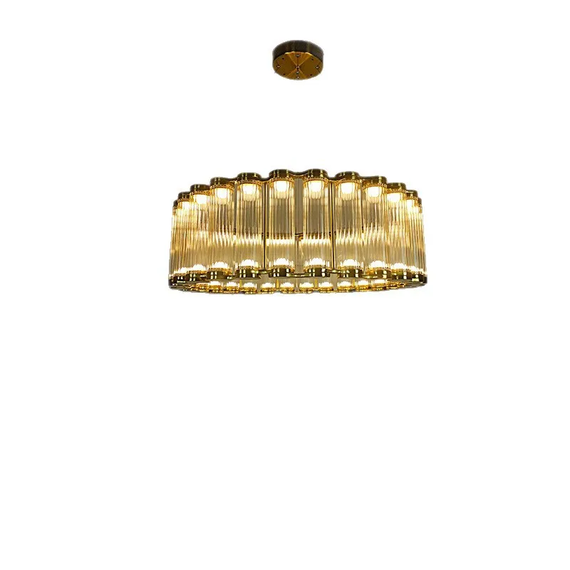 Nordic light luxury creative post-modern chandelier stainless steel high-grade glass dining table lamp hall living room