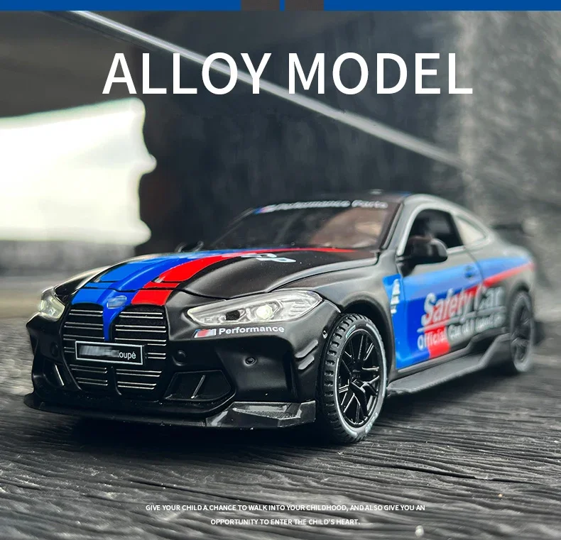 1:32 BMW M4 IM GT Mans Racing Car Alloy Model Simulation Metal Toy Vehicles Car Model Sound and Light Collection Toy Gift