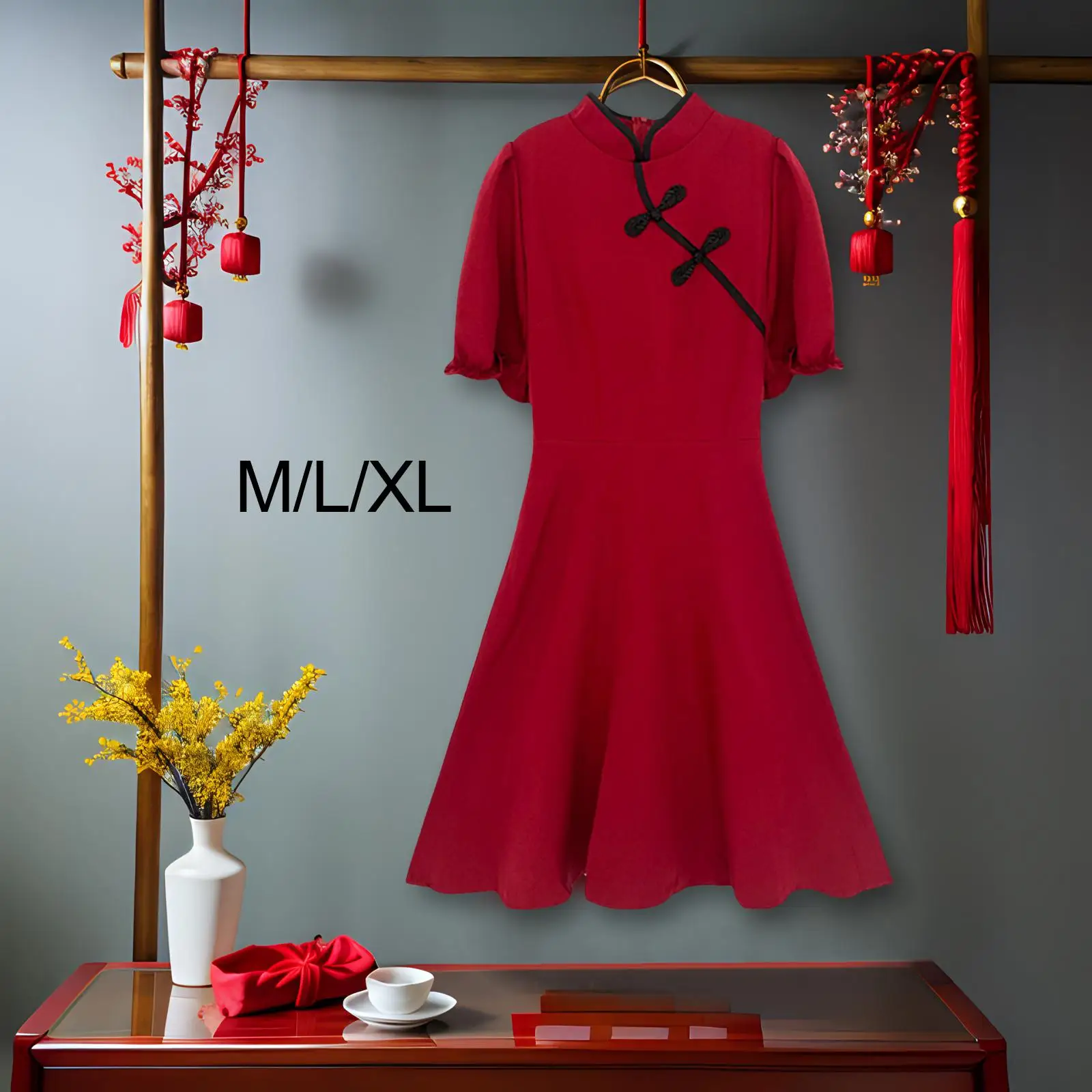 Qipao-Vestido largo hasta la rodilla para mujer, traje cómodo y elegante, transpirable, para boda, uso diario, citas, vacaciones y Aniversario