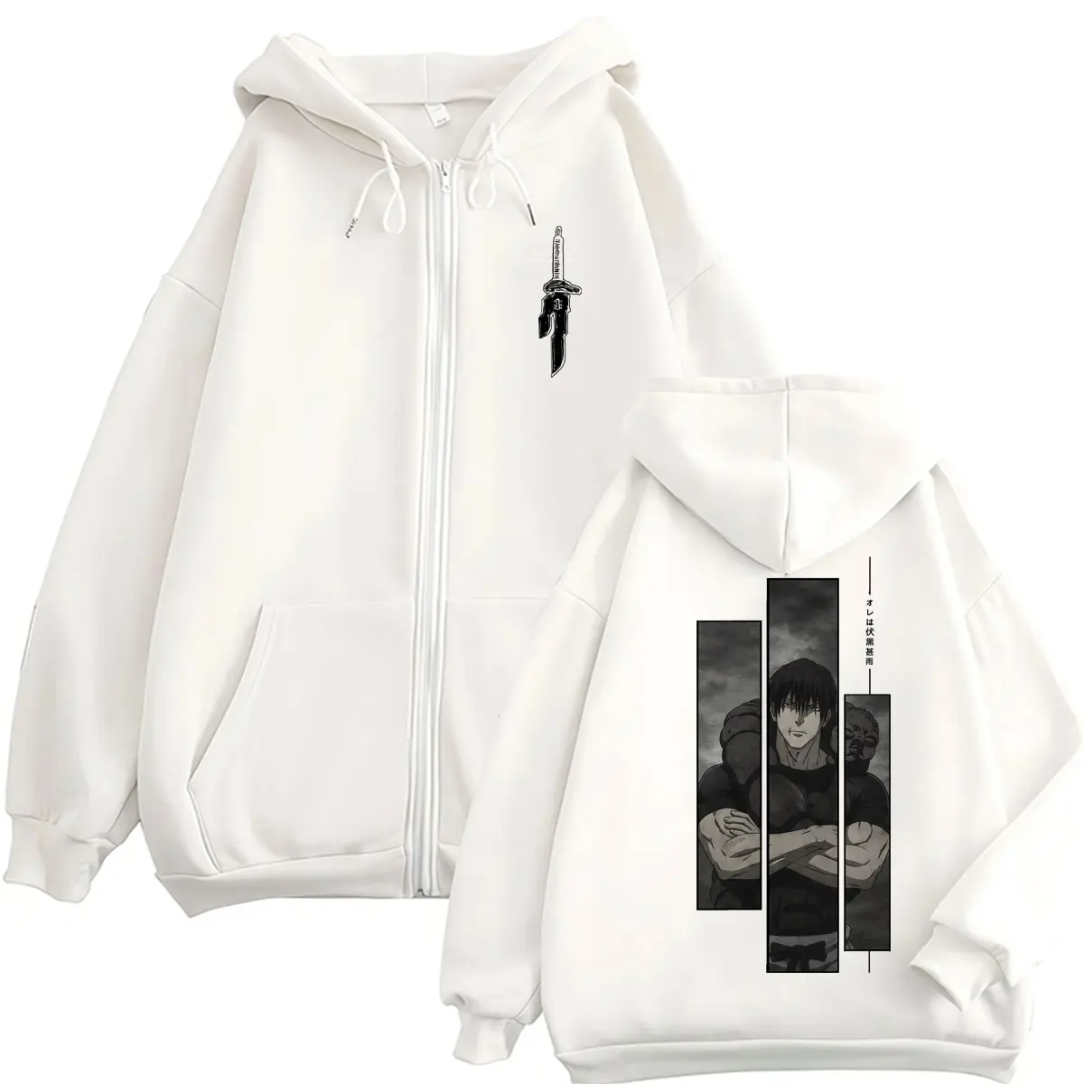 Japan Anime Jujutsu Kaisen Toji Fushiguro Zipper Hoodie Harajuku Cosplay Vintage Sweatshirt Fleece Loose Casual Coats Streetwear