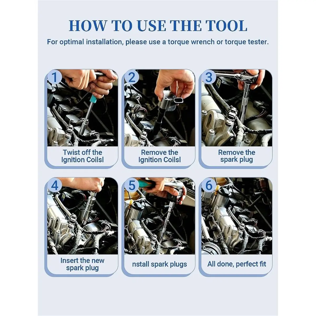 Magnetic Swivel Spark Plugs Socket Set with 3/8