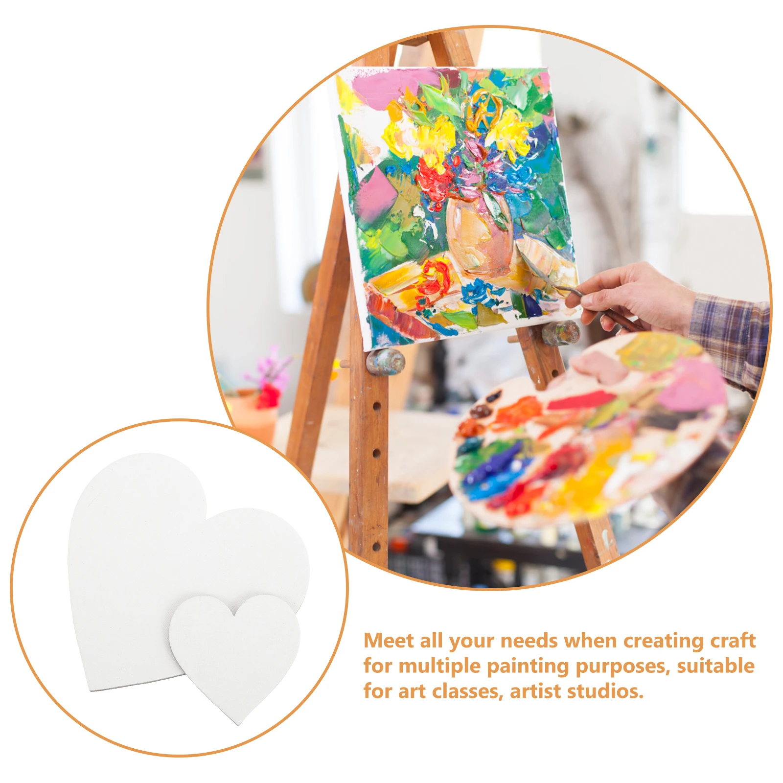 

6pcs Heart Shaped Canvas Boards for Painting 15x15cm 7 5x7 5cm Art Class Studio Use Soft Magnetic Cotton Art Supplies