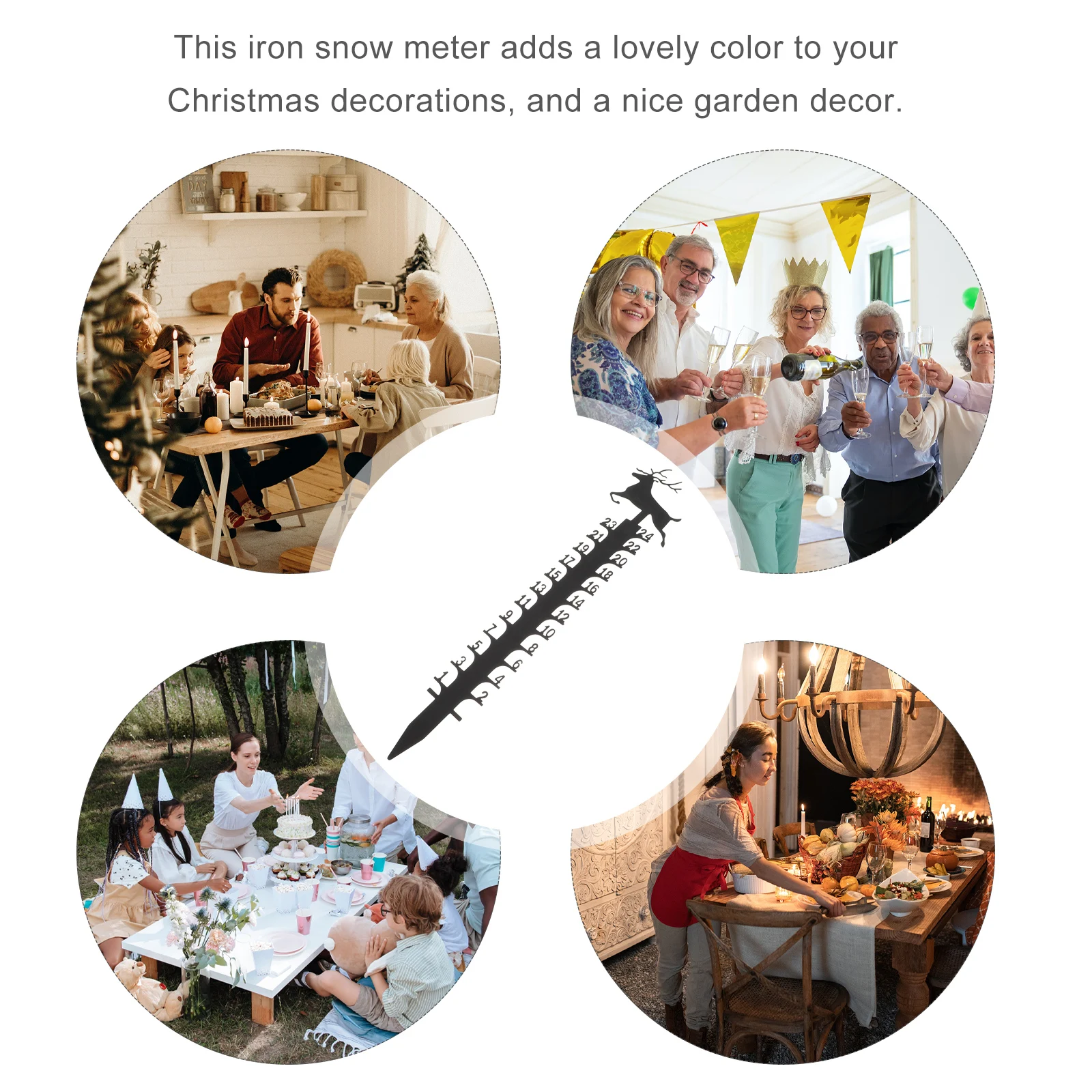 مقياس الثلج في الهواء الطلق المعادن زينة عيد الميلاد الشتاء أداة قياس لساحة قياس حاكم الأرض إدراج الحديقة