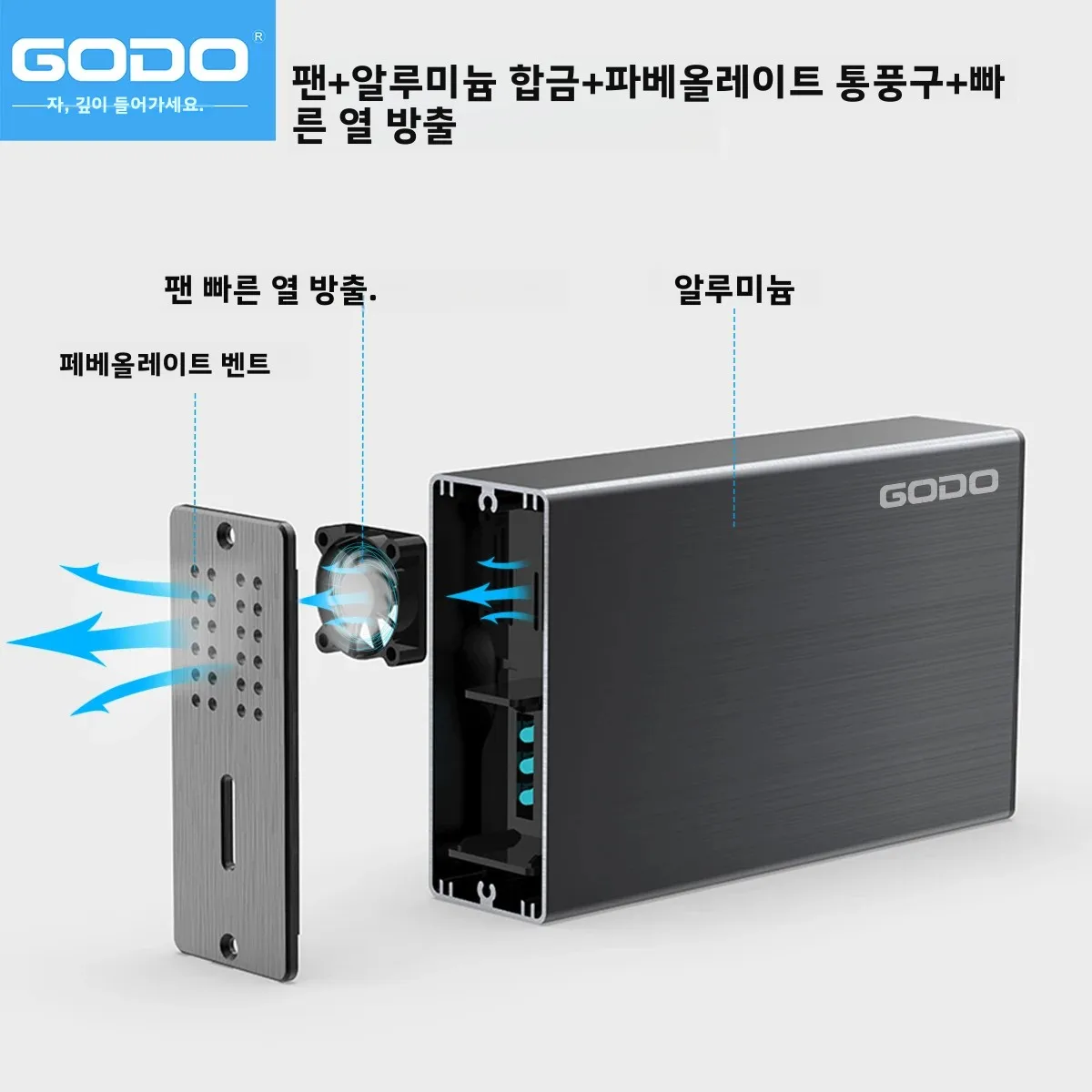 GODO 2.5인치 SATA 듀얼 베이 RAID 하드 드라이브 인클로저 USB3.0 SSD... - 2