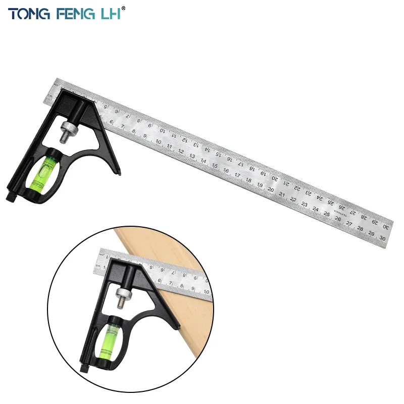 Angle Square Measuring Tools Set Precise Stainless Steel Aluminium Durable Adjustable Combination Spirit Level 12\