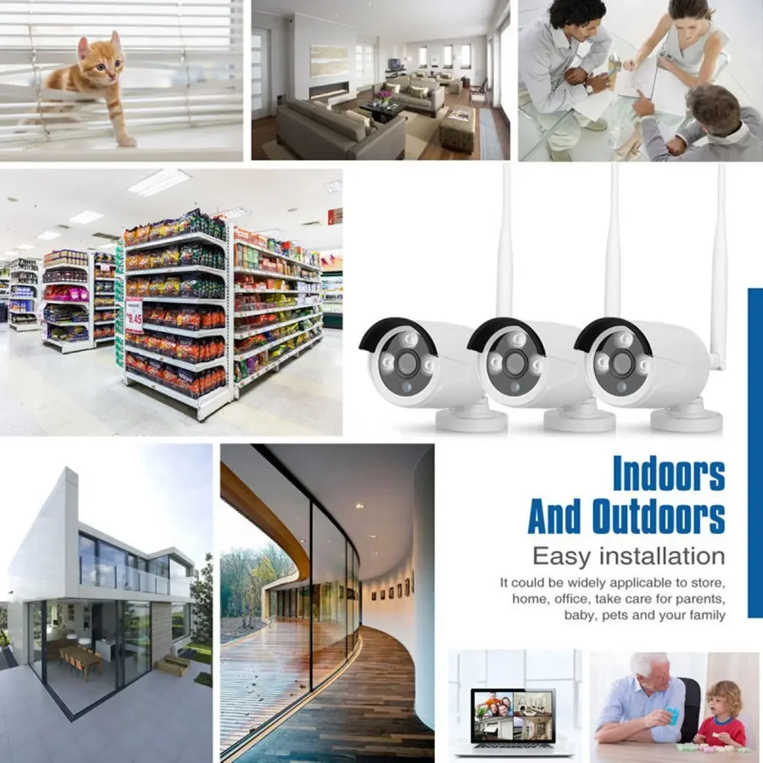 12V 4ch 8ch 3MP 5MP Kit NVR inalámbrico P2P interior exterior IR visión nocturna cámara IP de seguridad WIFI sistema CCTV