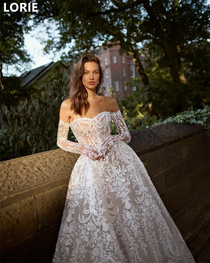 LORIE A-line Lace Applique Wedding Dresses Sweethear Half Sleeves Bridal Gowns Princess Elegant Bride Gown Customized 2024