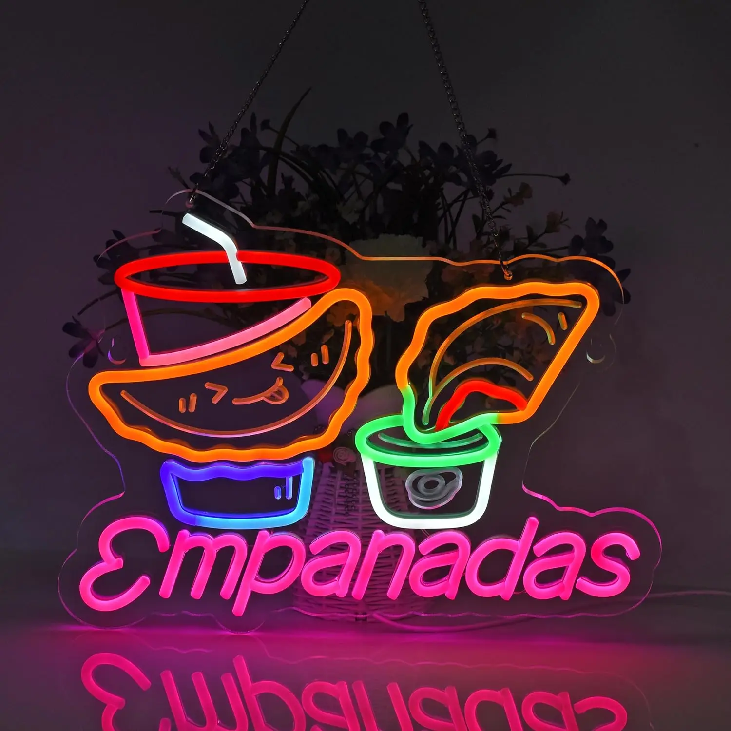 Empanadas Neon Sign USB Dimmable LED Neon Light Sign for Mexican Restaurant Dining Home Kitchen Shop/Truck Bar Pub Home Decor