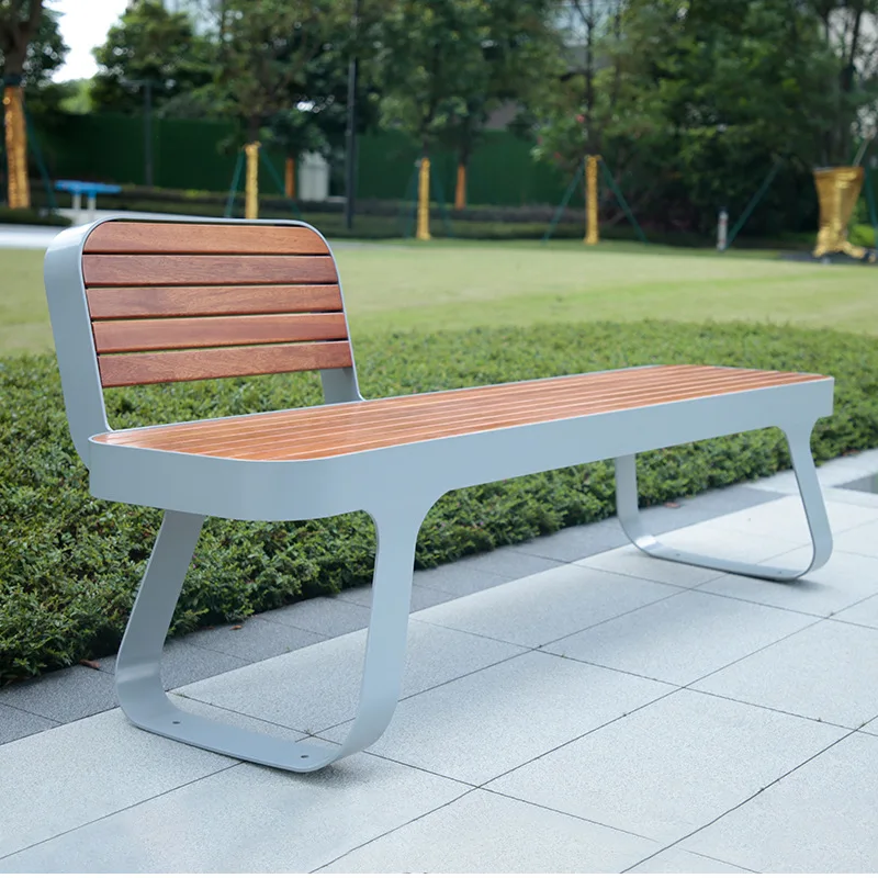 Factory Supply Stainless Steel Street Bench Outside Wood Chair Outdoor Benches Without Backrest for Park