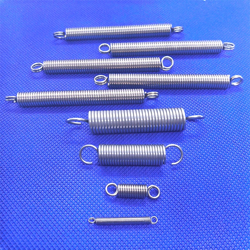 Wire Diameter 0.8mm 304 Stainless Steel Small Tension Spring with Opening Hook Pullback Spring Closed Loop