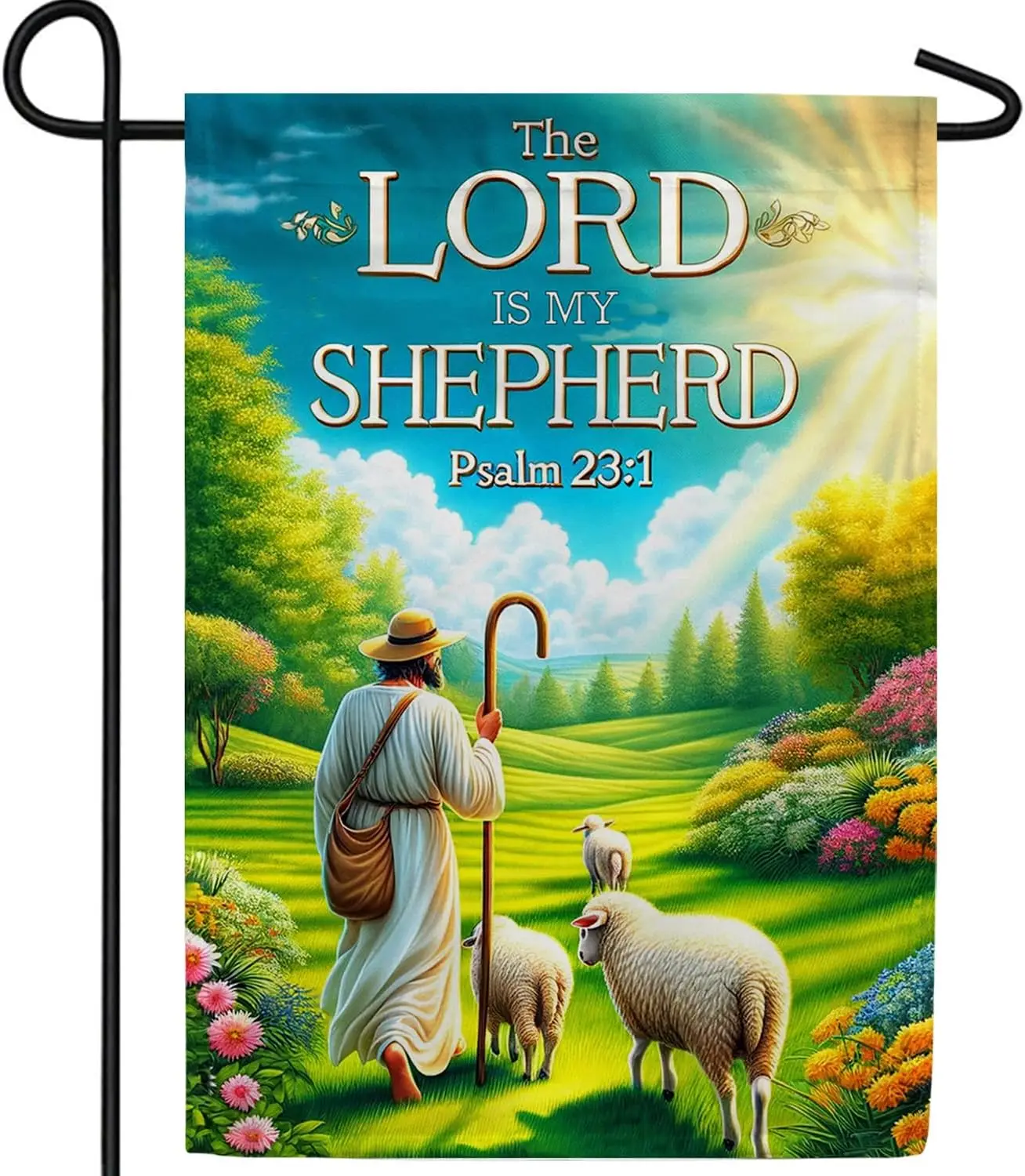 America Forever Bible Verse Garden, 12.5 x 18 inch Double Sided, Psalm 23:1 The Lord is My Shepherd, Christian Quotes Religi PPZ